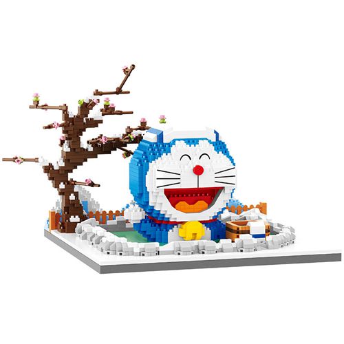 Doraemon Micro Building Blocks Creative Hot Spring Vacation 3D DIY Model Mini Brick Figure Toys For Children Gift