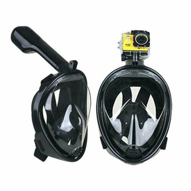 (Black L/XL) Full Face Snorkel Mask Diving Mask Swimming Scuba Set Compatible Gopro Shallow Water Snorkel Anti-Fog Anti-Leak Easy Breathing Adult Youth Kids Size