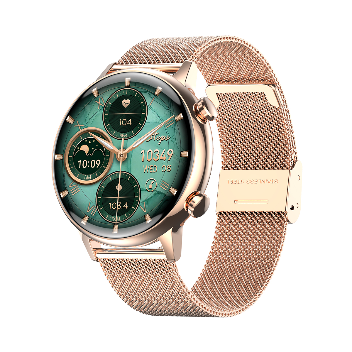 (Black) Smart Watches for Women Multifunctional Sports Watch Female Smart Bracelet Bluetooth Call Heart Rate Blood Pressure Waterproof IP68 Magnetic Charge Round Screen