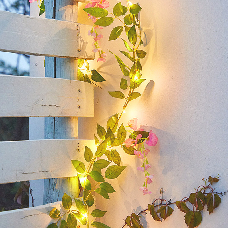 (Solar Power) 2M LED Artificial Wisteria Flower Fairy String Lights Home Party Wedding Decor Lamp