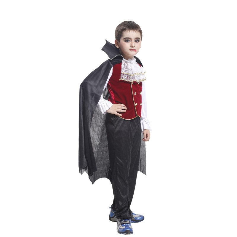 (110~120CM) Kinderkostüm Dracula Halloween Vampire Cape Devil Cloak Kids Fancy Dress Costume