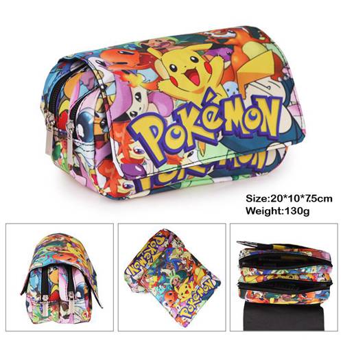 (Pokémon Pikachu 01) Pokémon Pikachu Large Capacity Anime Pen Case Pencil Case for Kid Cartoon Pencil Bag Pouch Holder Desk Organizer with Multi Compartments for Childrens Students Office School Gift