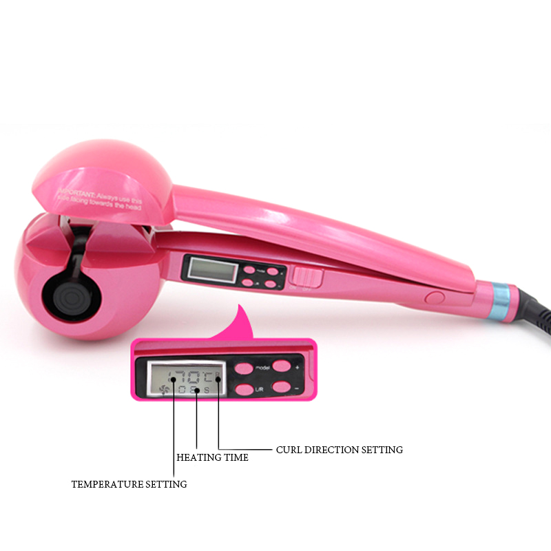 (Black) Hair Curler Curling Iron Wand Automatic Ceramic Roller for Women Wave DIY Gift for Her