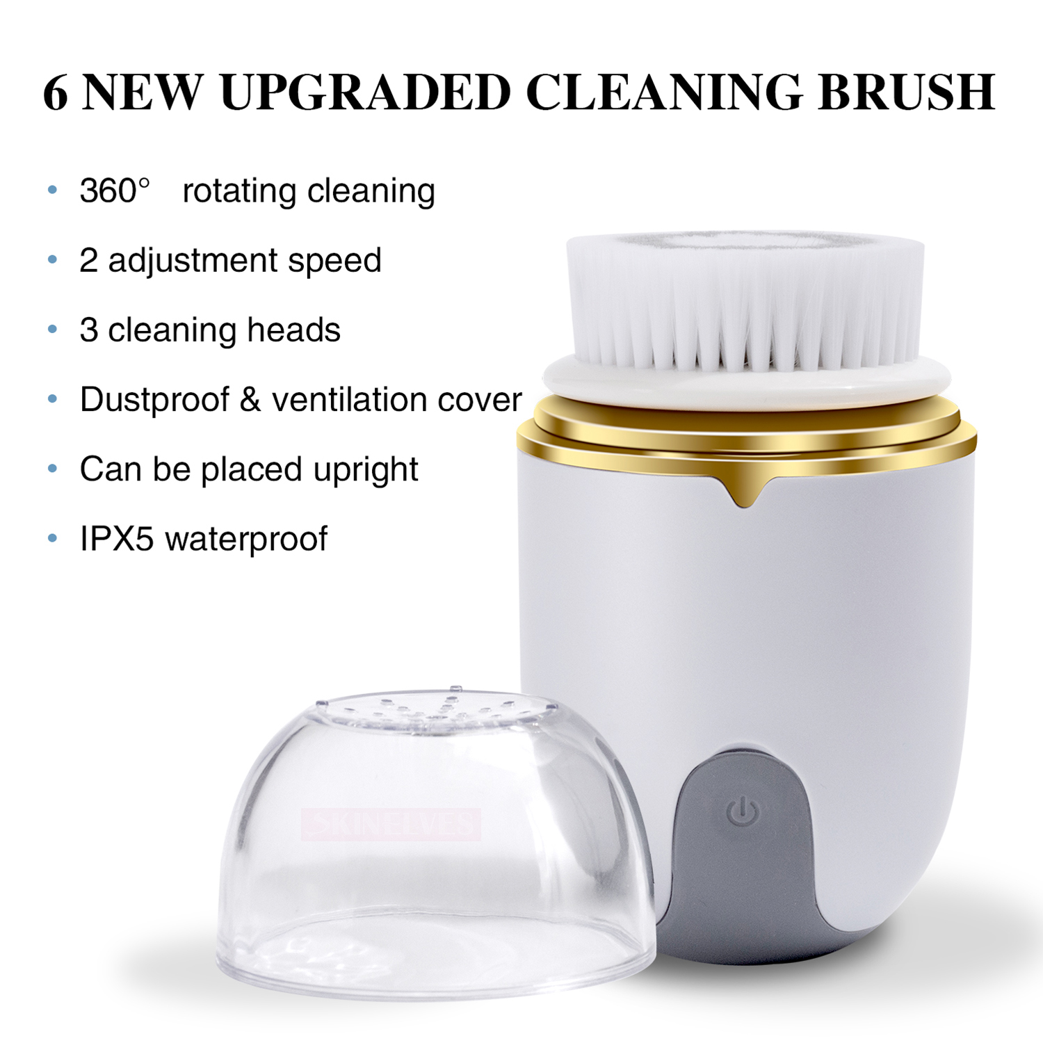 Electric Face Cleanser Waterproof 2 Gears Facial Cleansing Brush Dustproof Multifunction Gentle for Deep Face Skin Care Machine Rotating Tools
