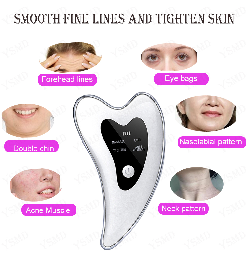 Facial Massager Skincare Tools Electric Gua Sha Plate Tools Face Scraping Massager Facial Plate Lifting Device Board Anti Aging Wrinkles Lifting Face Skin