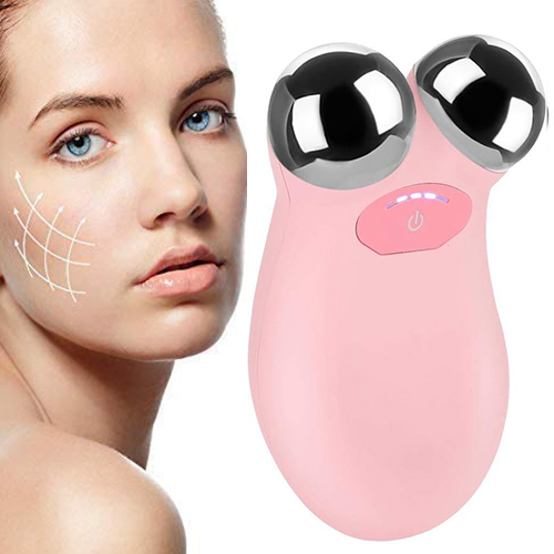 Microcurrent Facial Roller Mini Face Massager Skin Massager EMS Slimming Beauty Machine Facial Skin Tightening Firming Facial Lifting Rejuvenation Spa