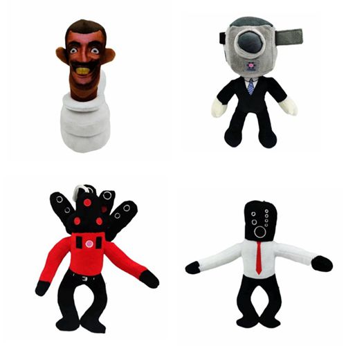 4PCS Skibidi Toilet Plush Toys Speakerman Bosses Plushies Toys Skibidi Toilet Head Plushies Toys for Fans and Friends Beautifully Stuffed Animals Doll Gifts