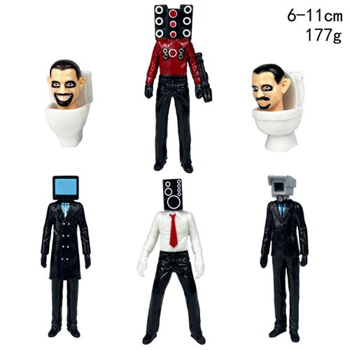 Skibidi Toilet Action Figures Horror Cartoon Movies Character Action Figure Model for Kids Birthday Party Cake Topper Halloween Parties Decoration