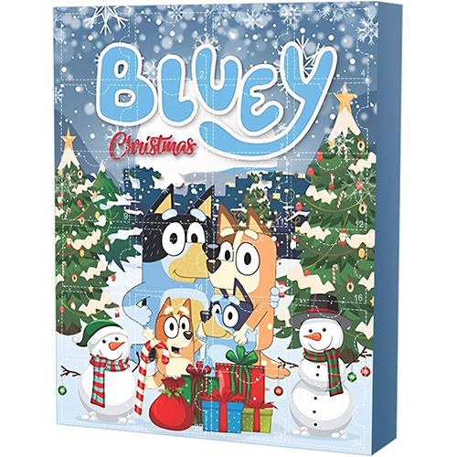 Christmas Advent Calendar 24 Days Christmas Countdown 24PCS Cute Cartoon Bluey Toy Minifigures Adorable Decorative Doll Xmas Gifts for Boys Girls Kids