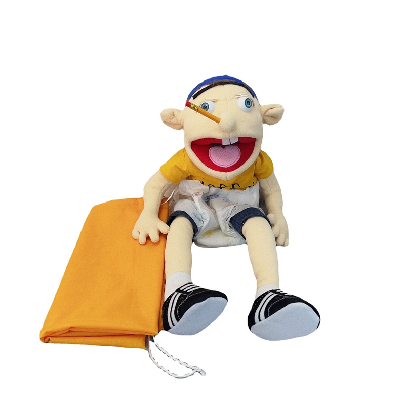 (Jeffy) Jeffy Puppet Soft Plush Toy and His Sister Feebee Puppet Plush Toy Doll, Mischievous Funny Puppets Toy Hand Puppet with Working Mouth for Play House Birthday Christmas Halloween Party Gift for Kid