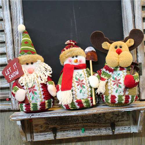(Santa Claus) Cute Christmas Santa Snowman Deer Doll Decoration Gift Doll Christmas Tree Hanging Ornament New Year Xmas Home Decoration