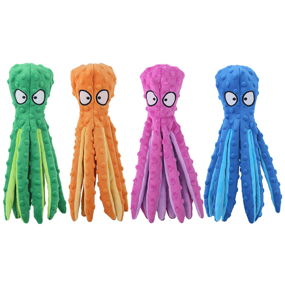 (Blue) Squeaky Dog Interactive Play Toy,No Stuffing Octopus Dog Chew Toy with Crinkle Paper for Medium and Large Dog Playing