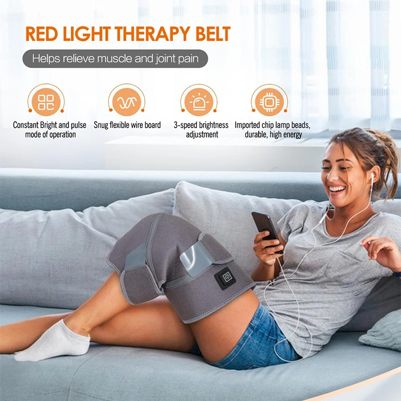 (Grey) LED Light  Infrared Therapy for Knee and Elbow Protection Home  Wearable Therapy Pad for Joint Pain and Shoulder Protection