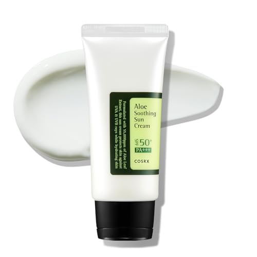 COSRX Aloe Soothing Sun Cream SPF 50 Daily Hydrating Sunscreen for Dry Sensitive Skin UVA UVB Protection No White Marks Sun Moisturiser Korean Sunscreen Korean Skincare