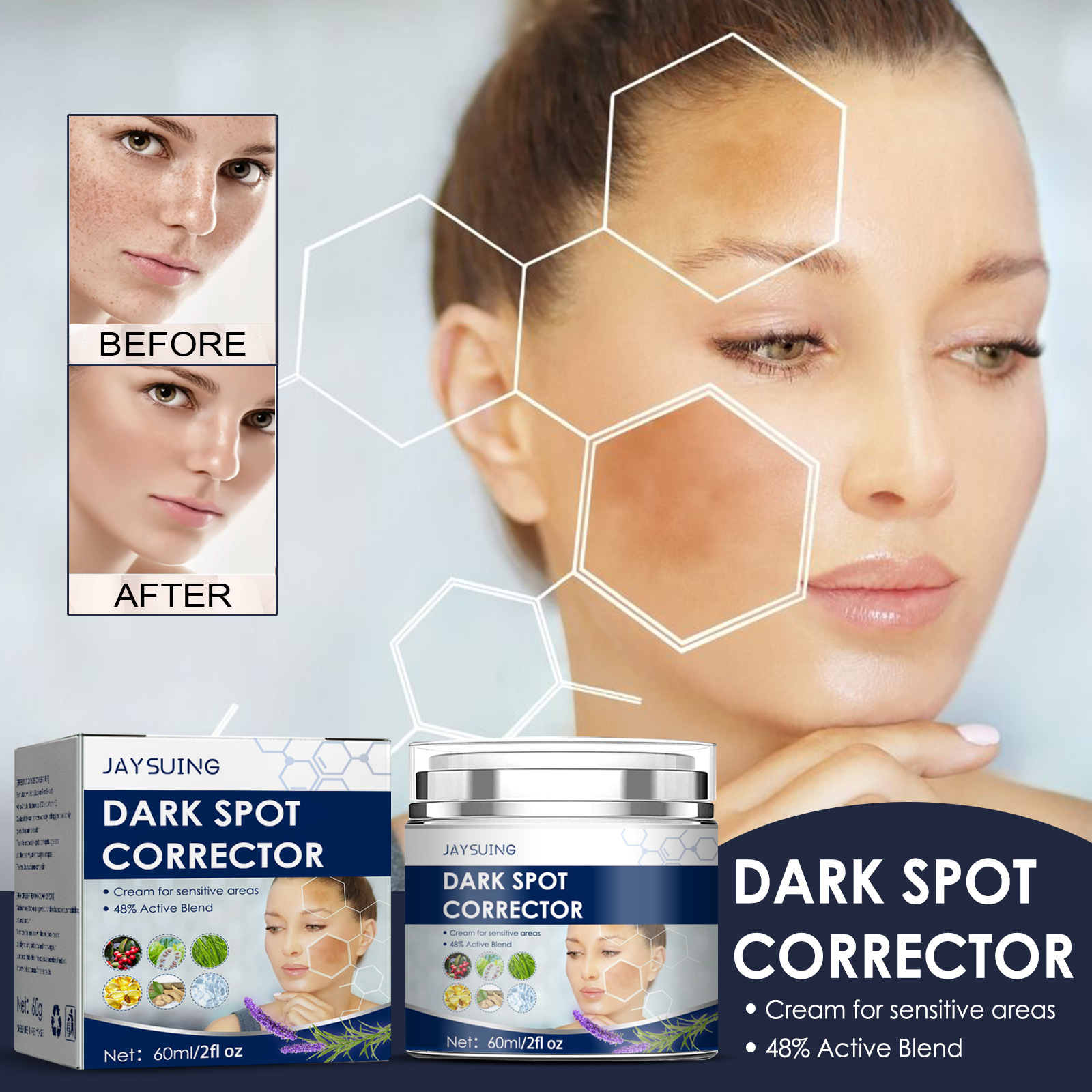 Dark Spots Remover Cream Lighten Melanin Melasma Chloasma Age Spots Sunburn Moisturizing Brightening Whitening Freckles Cream Remover Reduces Hyperpigmentation