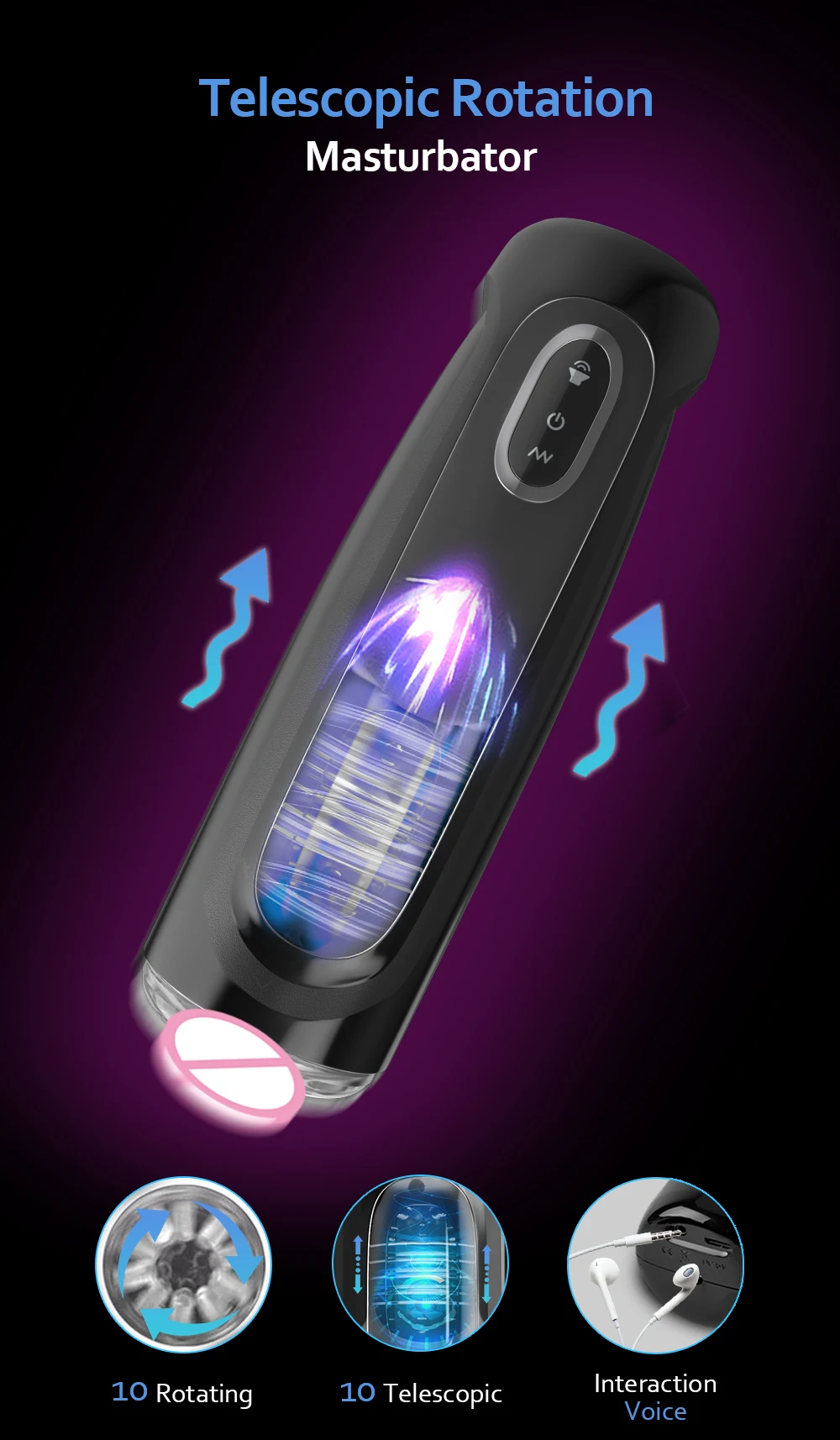Male Masturbator Automatic Retractable Rotary Airplane Cup Vagina Vulva Japanese Pronunciation Orgasm Toy Aldult Sex Toys Erotic Penis Trainer