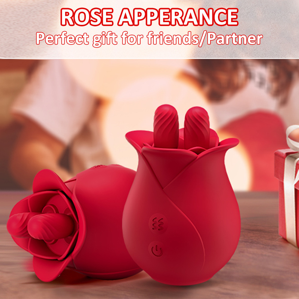 Rose Tongue Licking Vibrator Double Tongue Licking Nipple G spot Stimulator Blowjob Clitoris Vaginal Massager Sex Toys for Women Couple Orgasm Adult Toy
