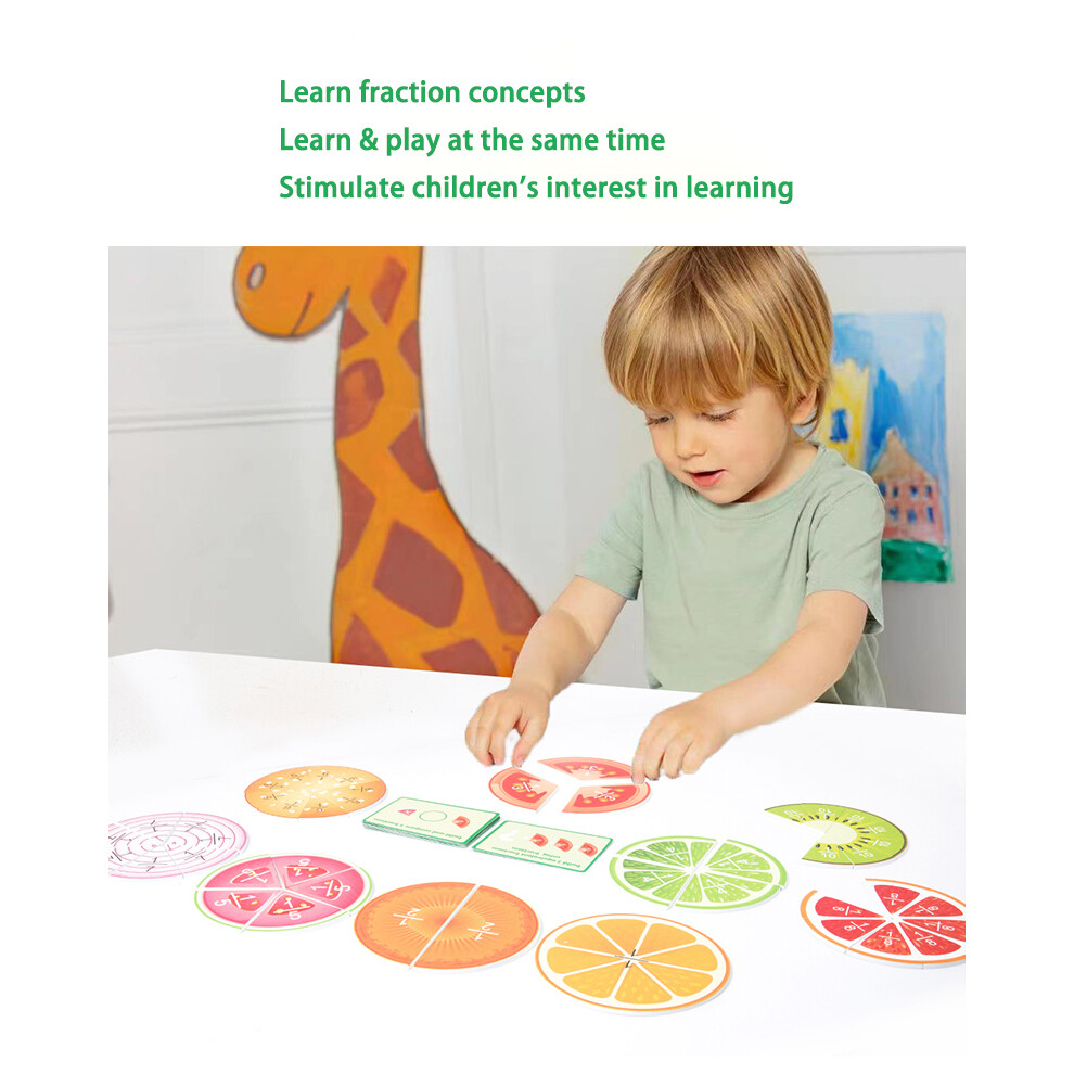 Montessori Magnetic Fraction Learning Math Toys Wooden Board Fruit Circles Blocks Puzzle Game Early Educational Math Skills