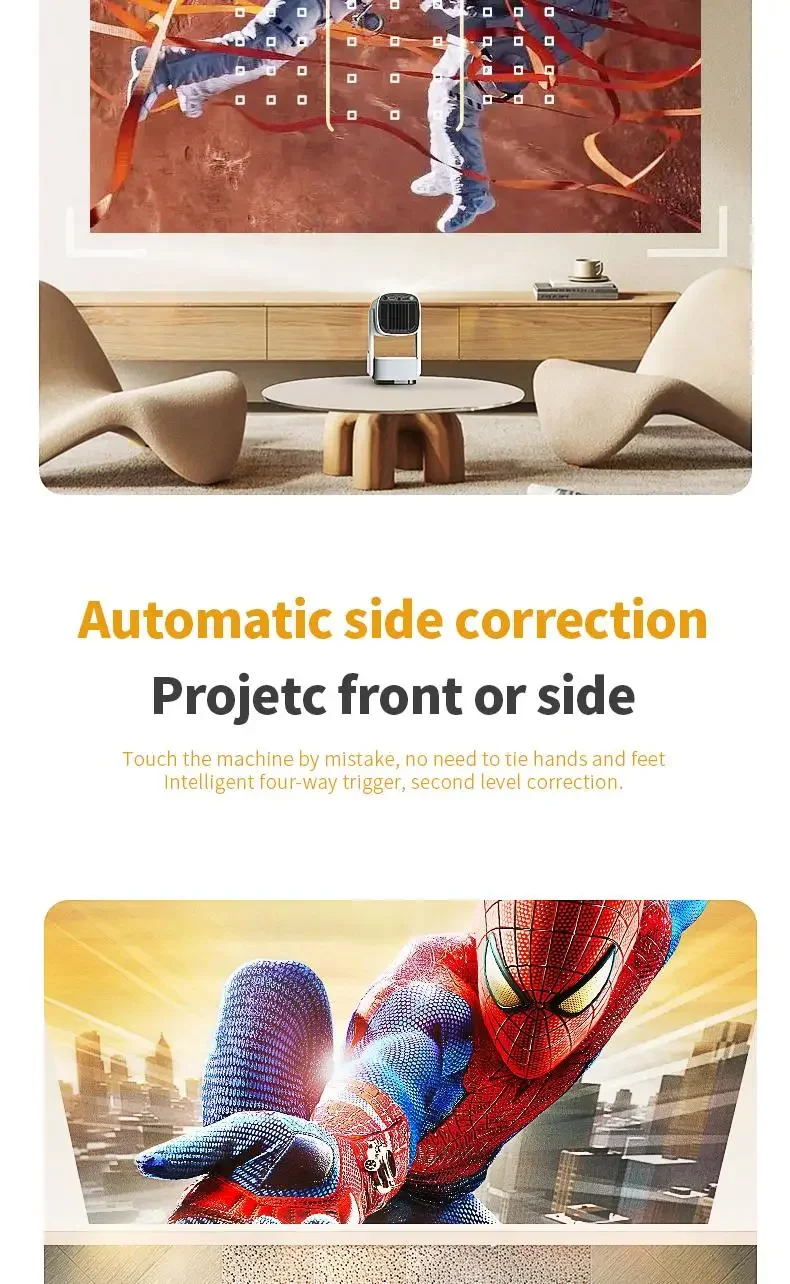Mini Projector Smart Outdoor Projector Android Wifi Bluetooth 4K 1080P HD Home Cinema Theater Outdoor Projector Built-in Battery Auto Focus
