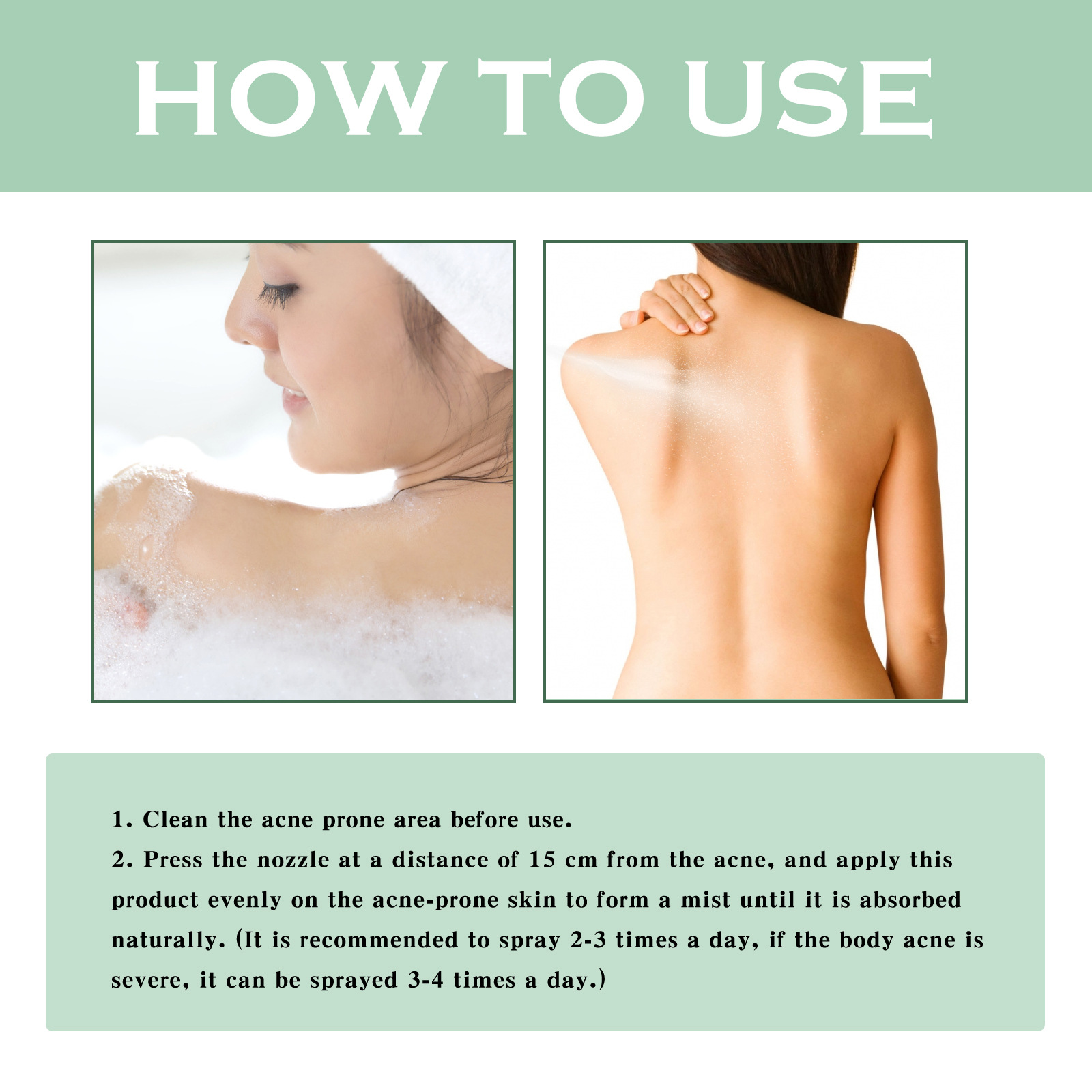 (1 PC) Body Acne Removal Cleanser Spray for Back and Arm Anti-acne Water Oil Balance Remove Redness Shrinking Pores Clean Body Pimple Remover Spray