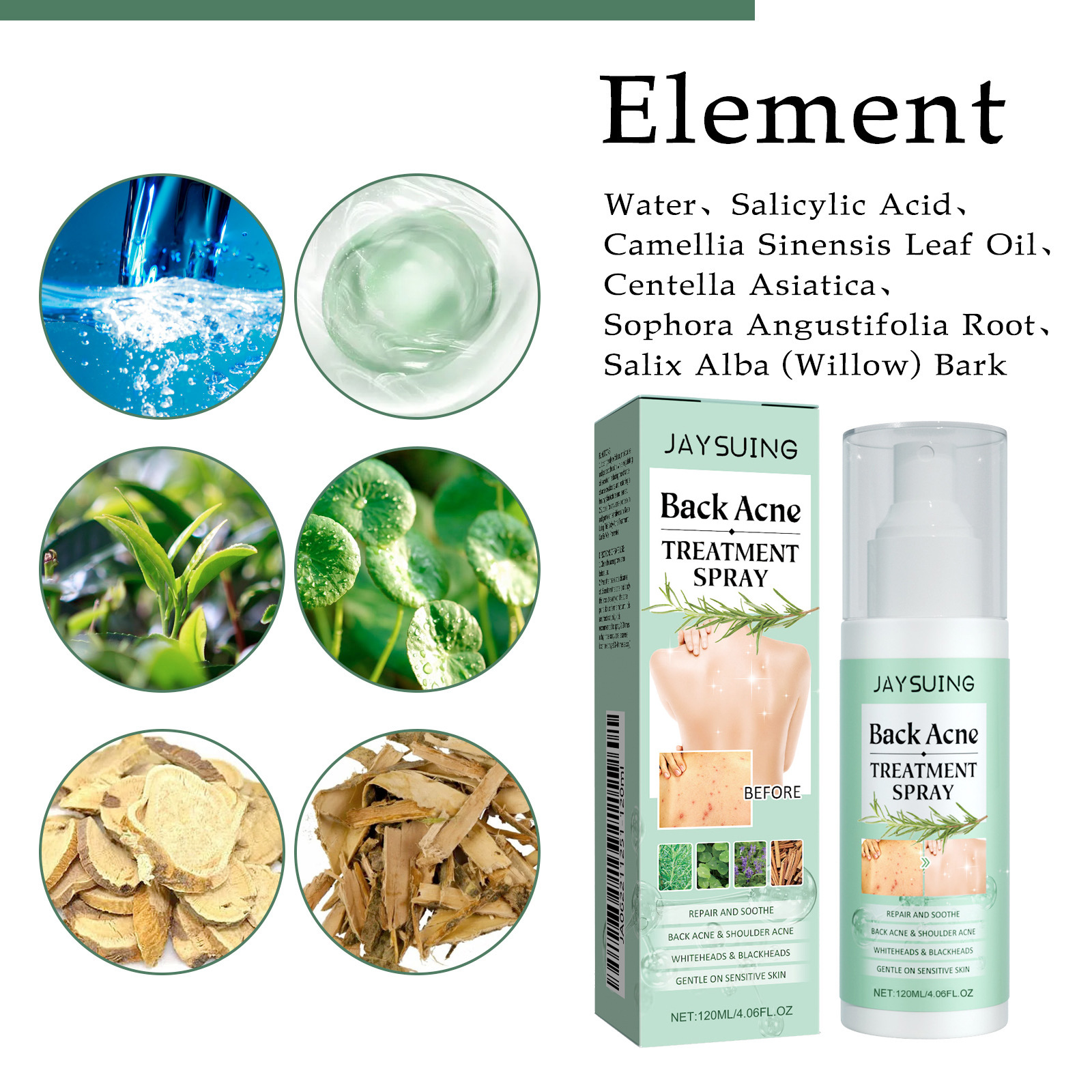 (1 PC) Back Care Spray Back Acne Remover Spray Shoulder Pimple Repair Whiteheads Treatment Blackhead Anti Mites Oil Control Hydrate Body Soothing Serum