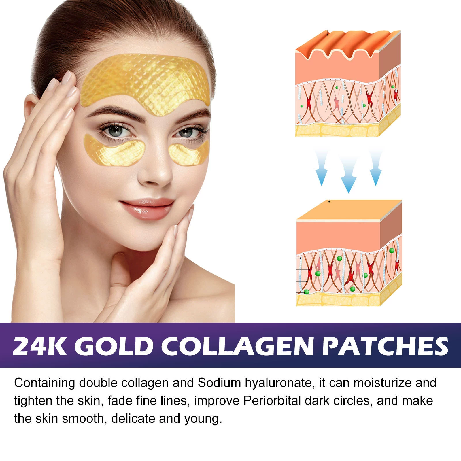 15 PCS 24K Gold Collagen Forehead Patch Anti-wrinkle Line Removal  Stickers