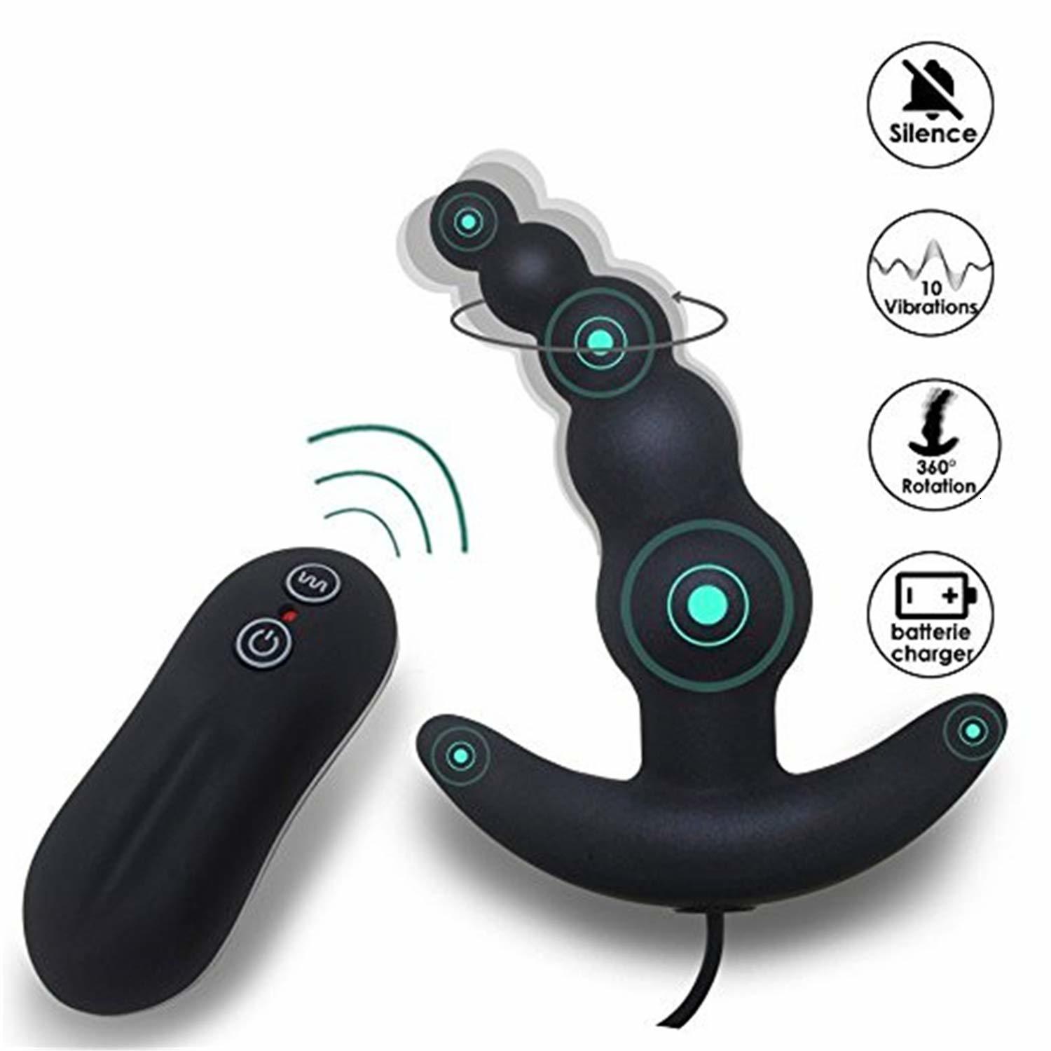 (Purple) Vibrating Prostate Massager Female Masturbation Anal Plug Vibrator Beads Butt Sex Toys Waterproof Powerful Wired For Men Couples 10 Frequency