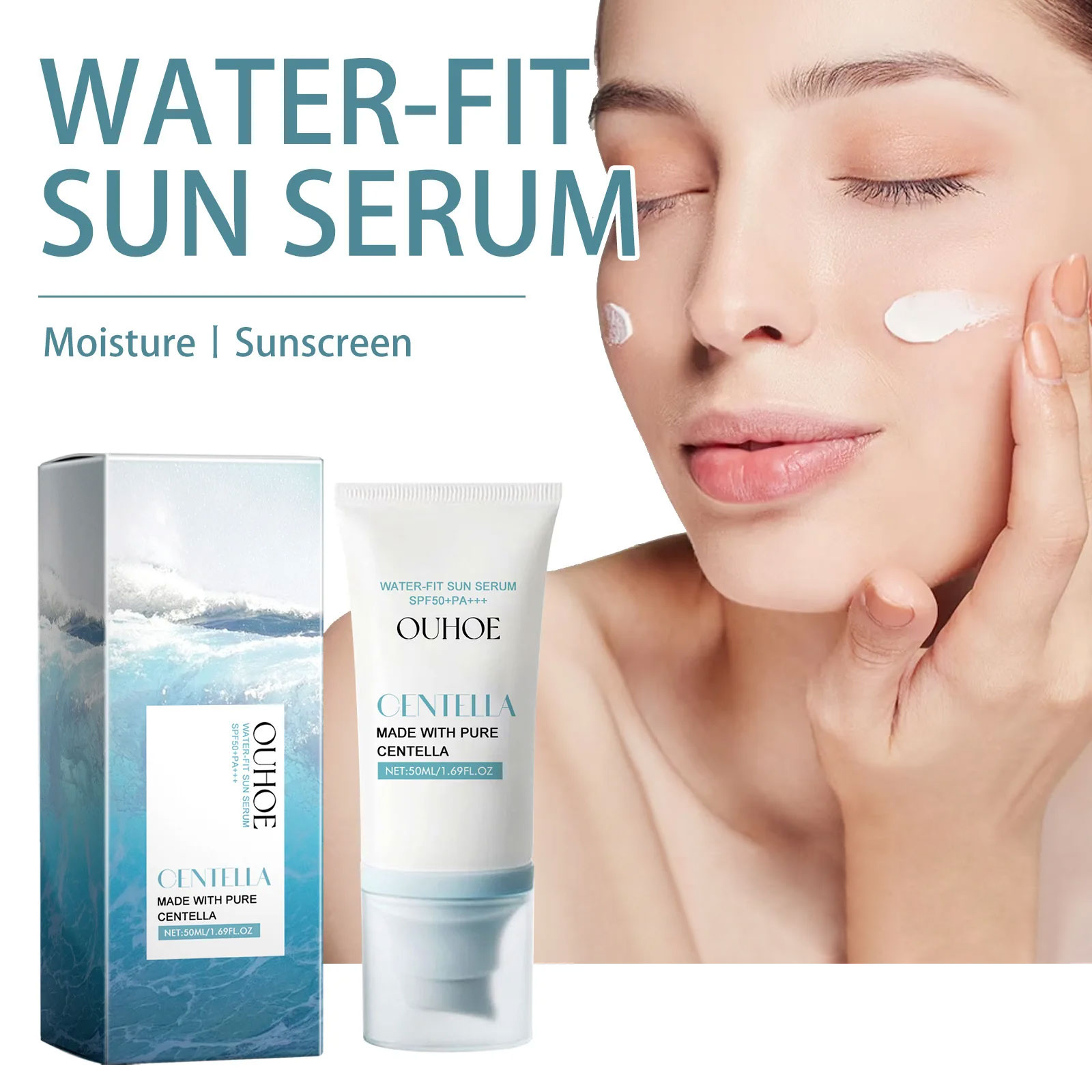 OUHOE Moisturizing Cream Facial Body Sunscreen Skin Protective Moisturizes Skin Summer Refreshing Brightening Facial Care Sunblock Cream 50ml