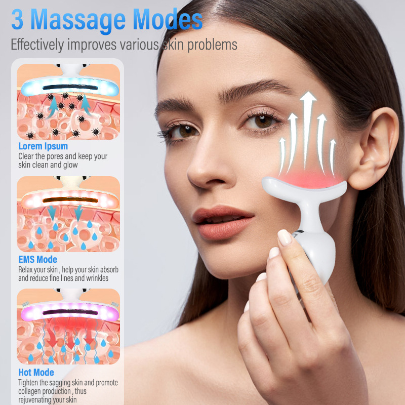 Facial Massager EMS Microcurrent Neck Lifting Beauty Device 7 Colors Light Wrinkles Removal Anti Aging Firming Multifunction Skin Care