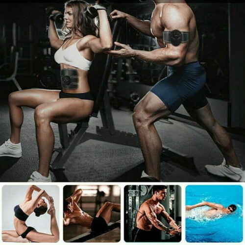USB Rechargeable Smart EMS Fitness Belt Abs Muscle Toning Trainer Stimulator UK