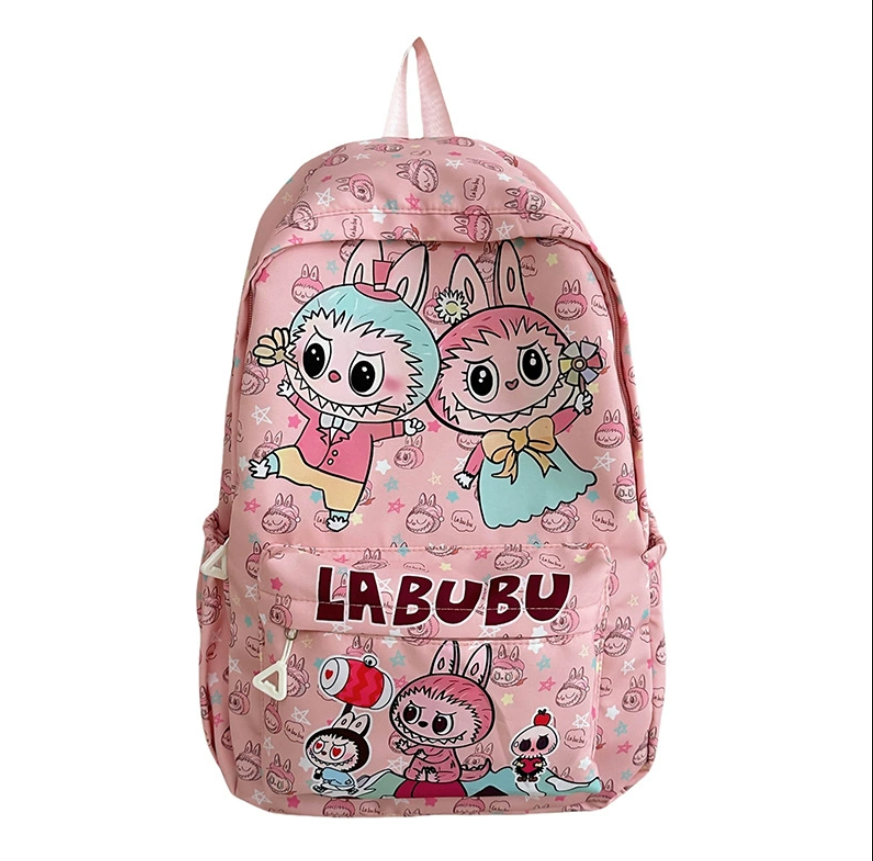 (Pink) Kids Cartoon School Backpack Durable Nylon Bag Lightweight Breathable