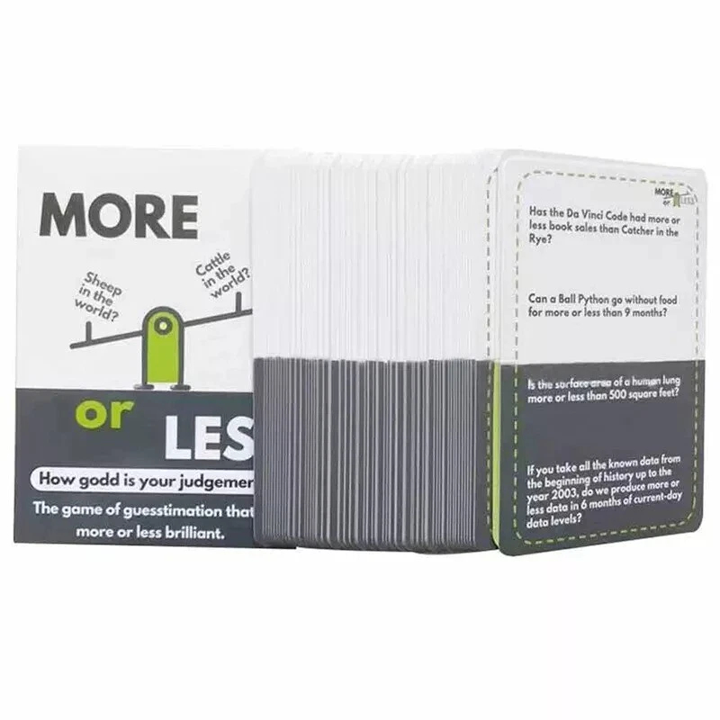 More Or Less Card Game Cardboard Good Judgement Family Party Action Interesting