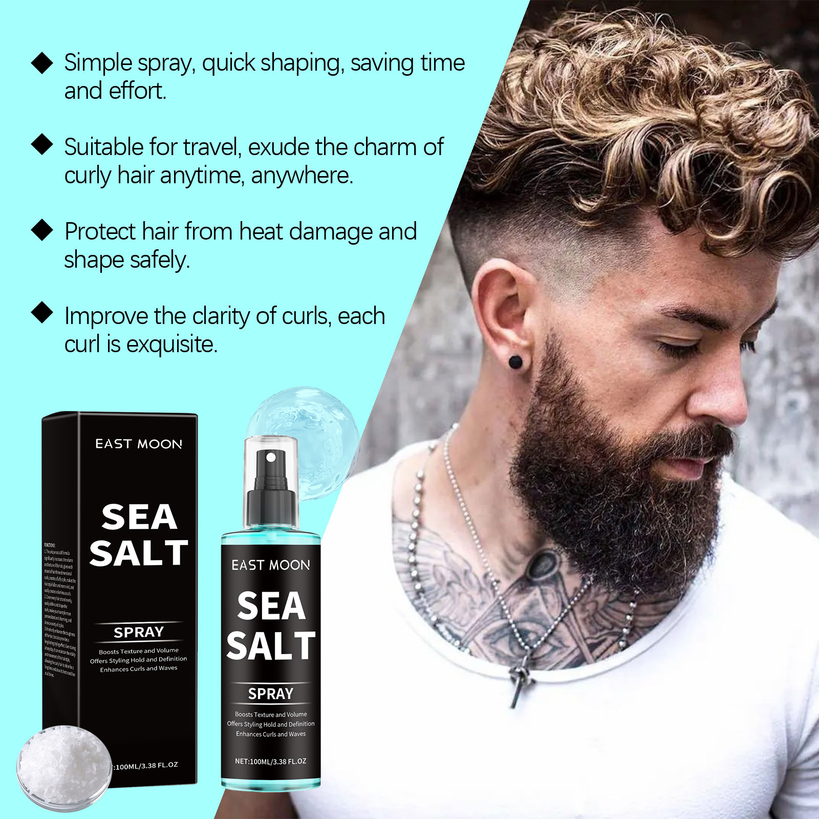 Sea Salt Hair Styling Spray Improving Thickening Strong Holding Non Greasy Fluffy Volumizing Reducing Sticky Hair Nourishing Oil