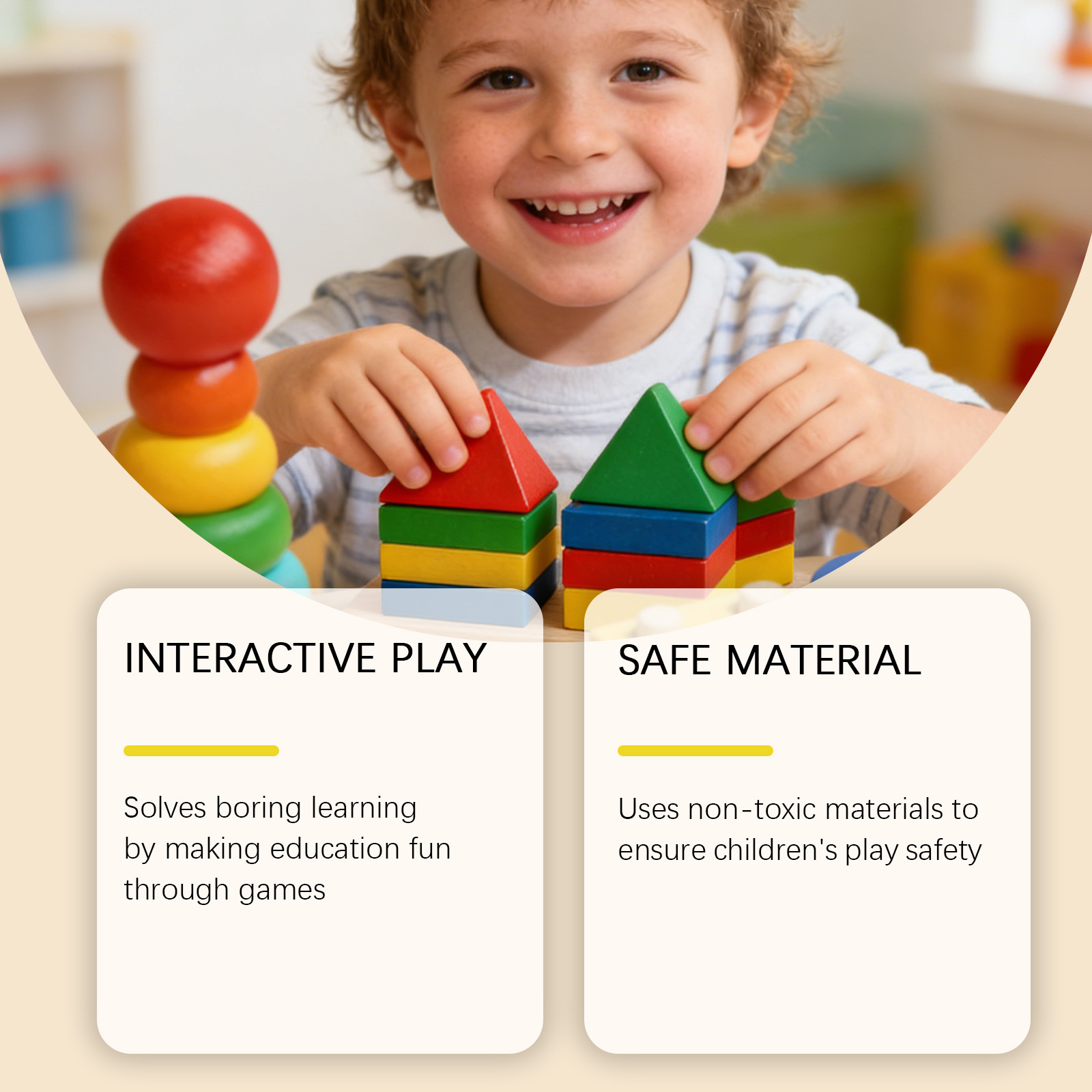 (B) Montessori Wooden Sorting Stacking Toys Puzzle for Toddlers and Kids Preschool Fine Motor Skill Toy for 1 Years ﻿