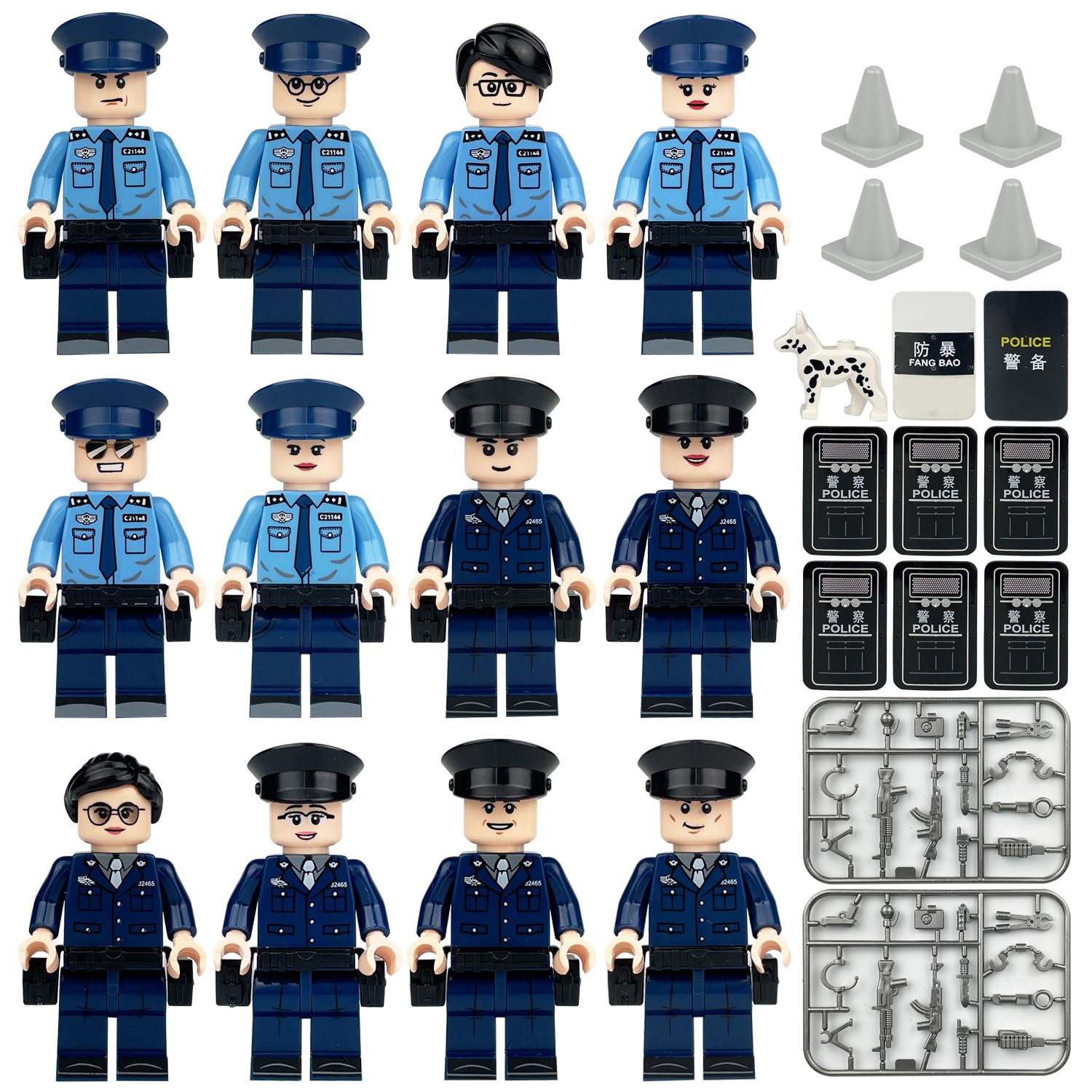 MEIEST SWAT Model Equipment Assembly Building Block Toys 12 PCS City Police Action MiniFigures with Multiple Military Weapons Accessories
