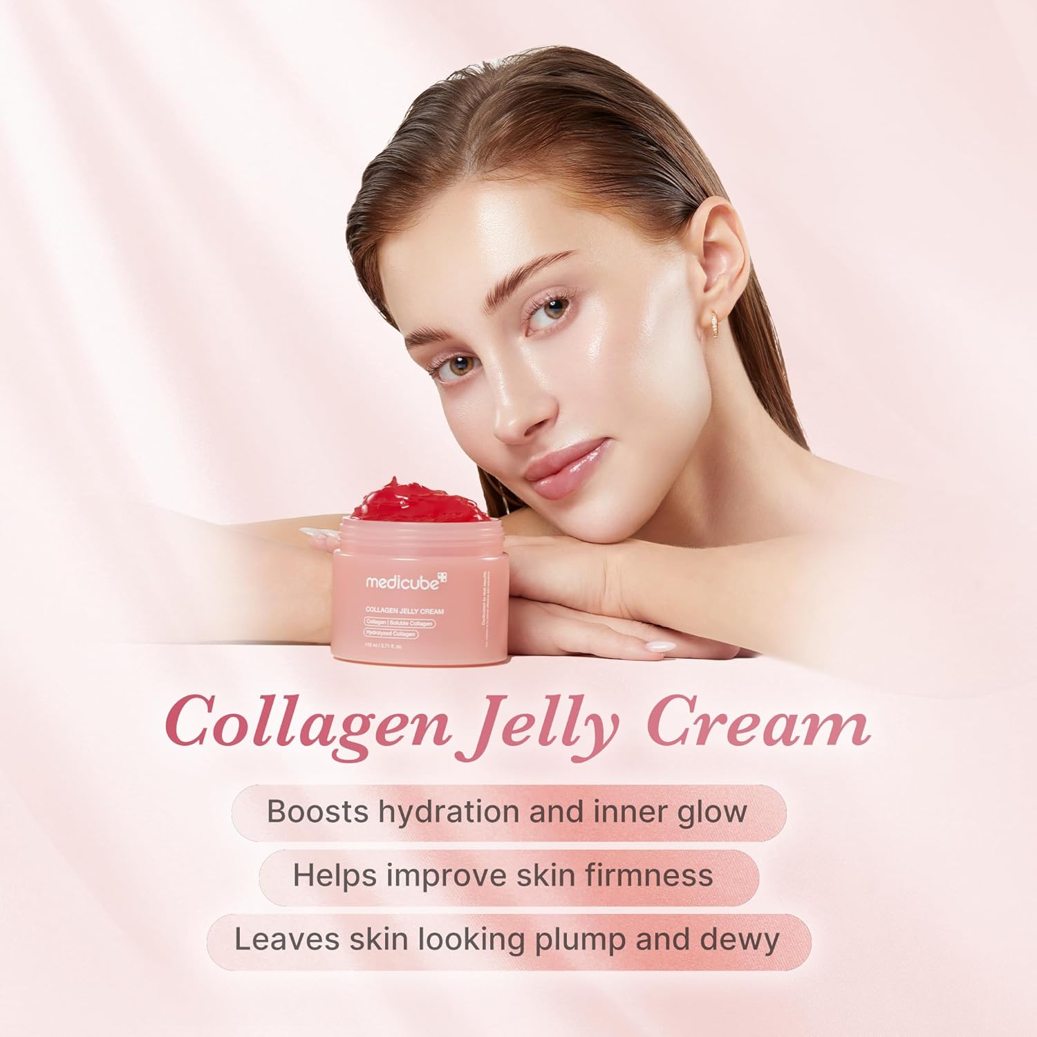 medicube Collagen Jelly Cream Niacinamide Freeze Dried Hydrolyzed Collagen Cream Face Cream Boosts Skin Barrier Hydration Glow Lifted Look Korean Skincare 110ml