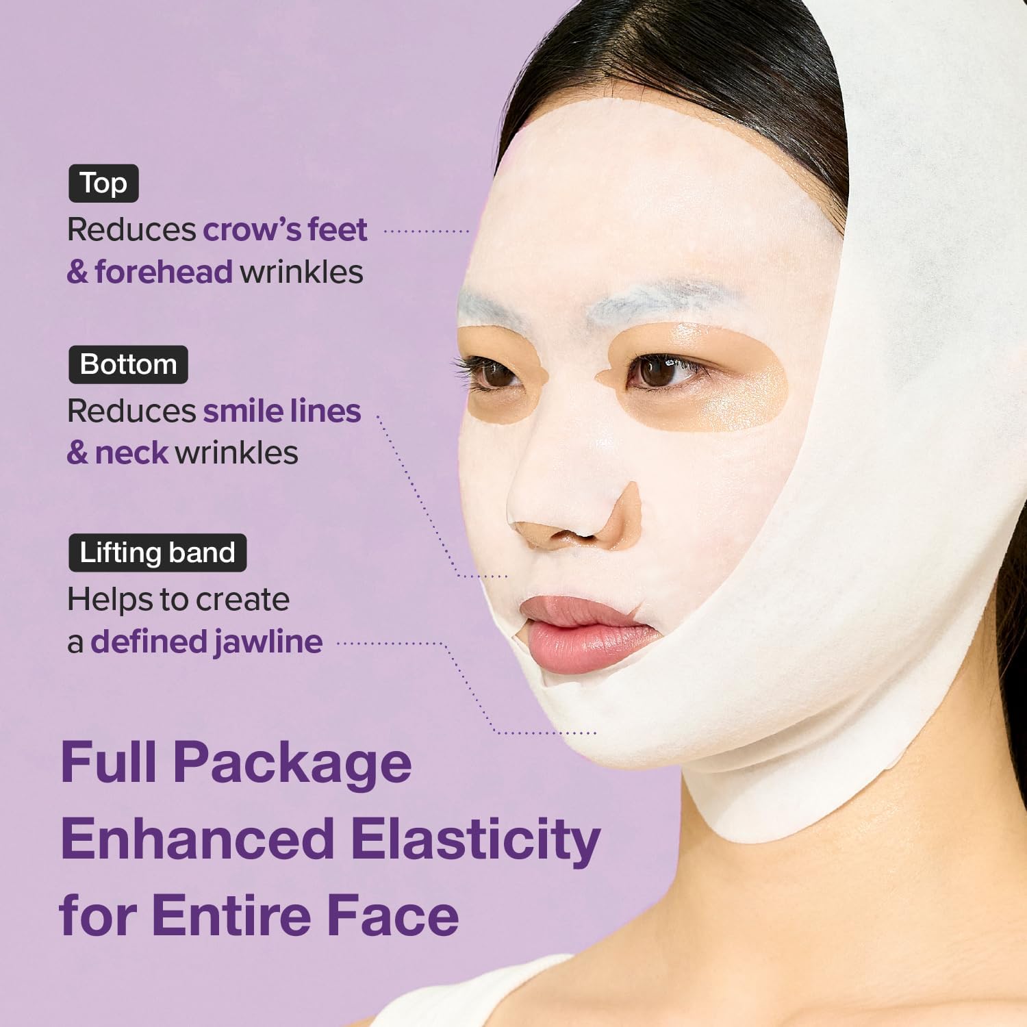 numbuzin No.9 Firming Sheet Mask with NAD Collagen Anti-Aging Face Mask Wrinkles Fine Lines Smoother Firmer-Looking Skin Defined Contours 4 Masks Lifting Band