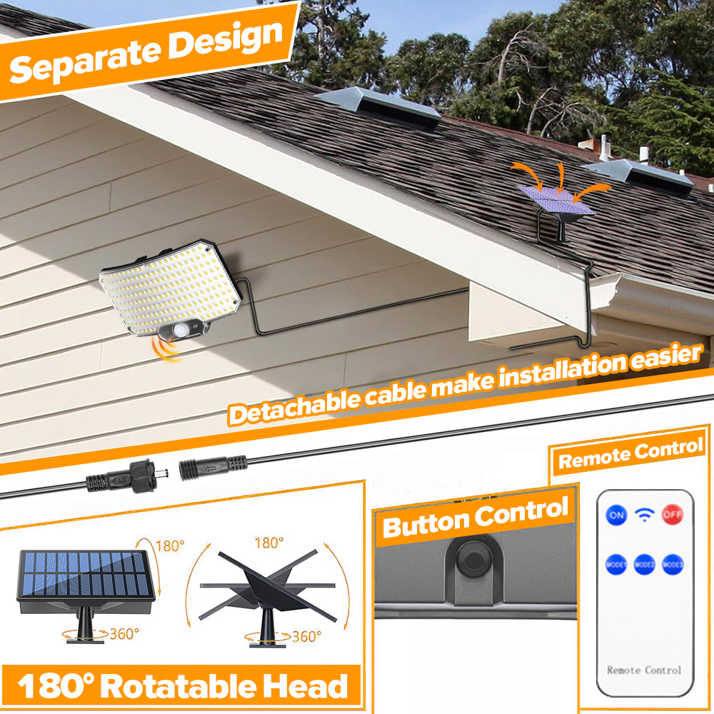   2PCS LED Solar Light Outdoor Super Bright Motion Sensor Solar Strong Power Garden Street Lamp IP65 Waterproof 3 Working Mode