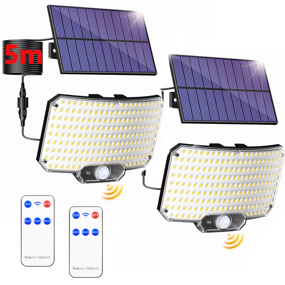   2PCS LED Solar Light Outdoor Super Bright Motion Sensor Solar Strong Power Garden Street Lamp IP65 Waterproof 3 Working Mode