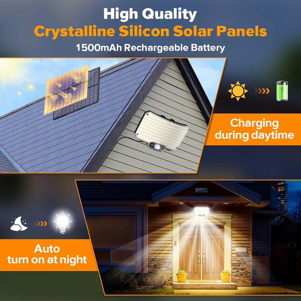   2PCS LED Solar Light Outdoor Super Bright Motion Sensor Solar Strong Power Garden Street Lamp IP65 Waterproof 3 Working Mode