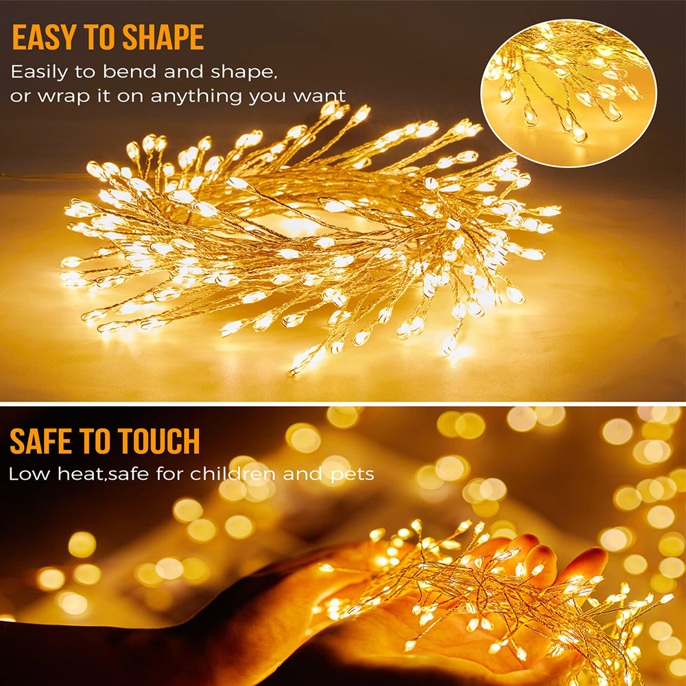 (100 LEDs 3Meters)  Brightown Solar Lights for Outside120 LED String Lights Waterproof Firecracker Balcony Lights for Tree Patio Christmas Party