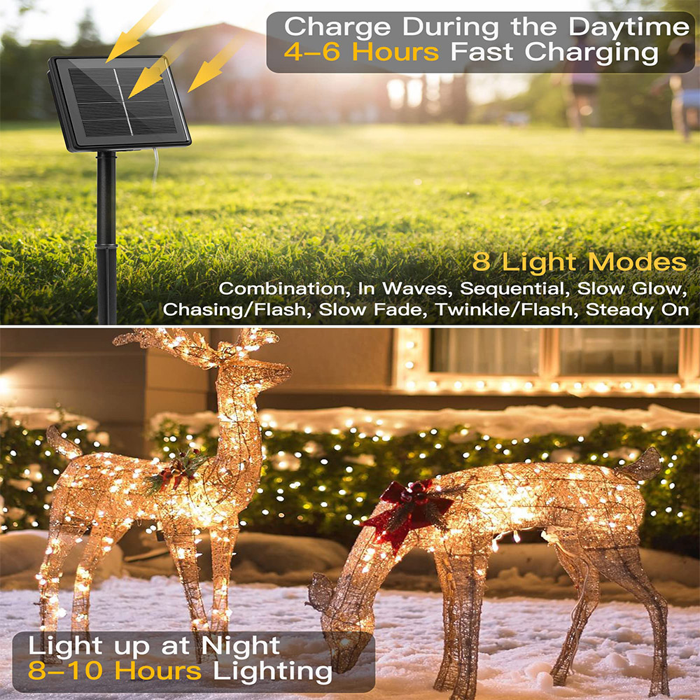 (100 LEDs 3Meters)  Brightown Solar Lights for Outside120 LED String Lights Waterproof Firecracker Balcony Lights for Tree Patio Christmas Party