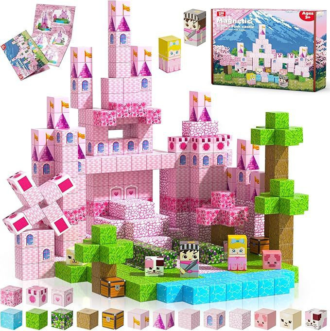 (Pink Castle) Minecraft My World Series Minifigure Pink Castle Building Block Christmas Collection Toy Gift Model