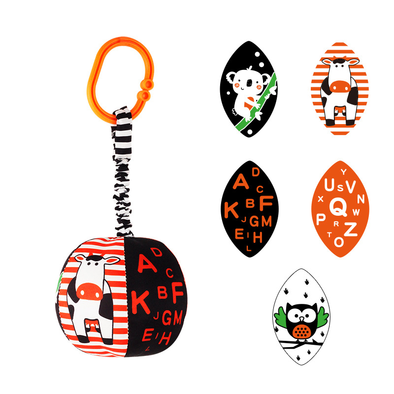 (3) Baby Newborn Crib Hanging Rattle Toys Early Development for 0-12 Months High Contrast Black and White Learning Education Toy