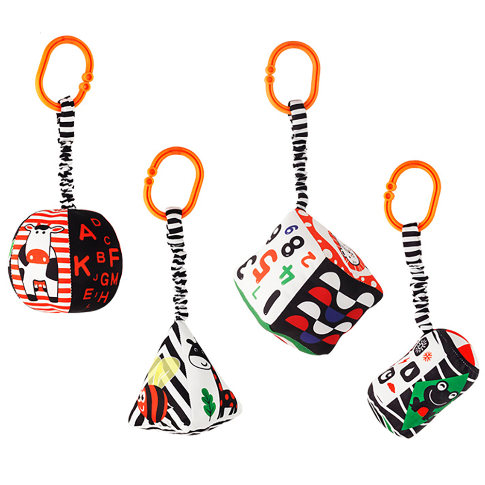 (3) Baby Newborn Crib Hanging Rattle Toys Early Development for 0-12 Months High Contrast Black and White Learning Education Toy