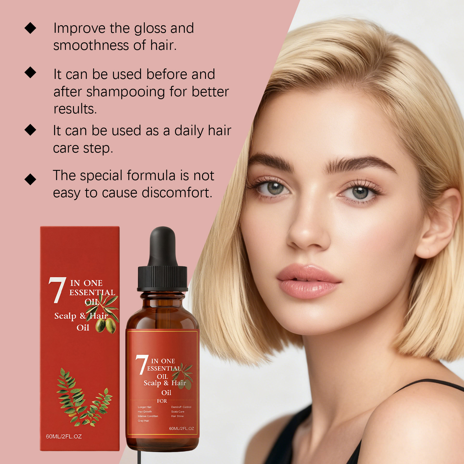 Multi Effect Combined Hair Care Oil Mild Ingredients Moisturize Lock Water Light Soft Smooth Flow Protect Hair Roots Hair Ends