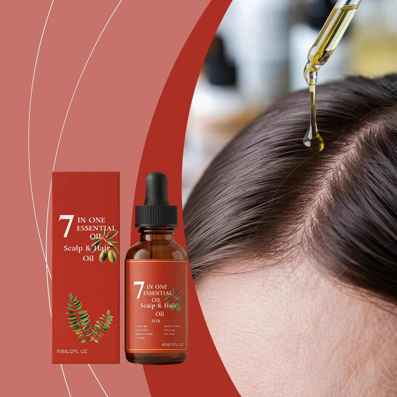 Multi Effect Combined Hair Care Oil Mild Ingredients Moisturize Lock Water Light Soft Smooth Flow Protect Hair Roots Hair Ends