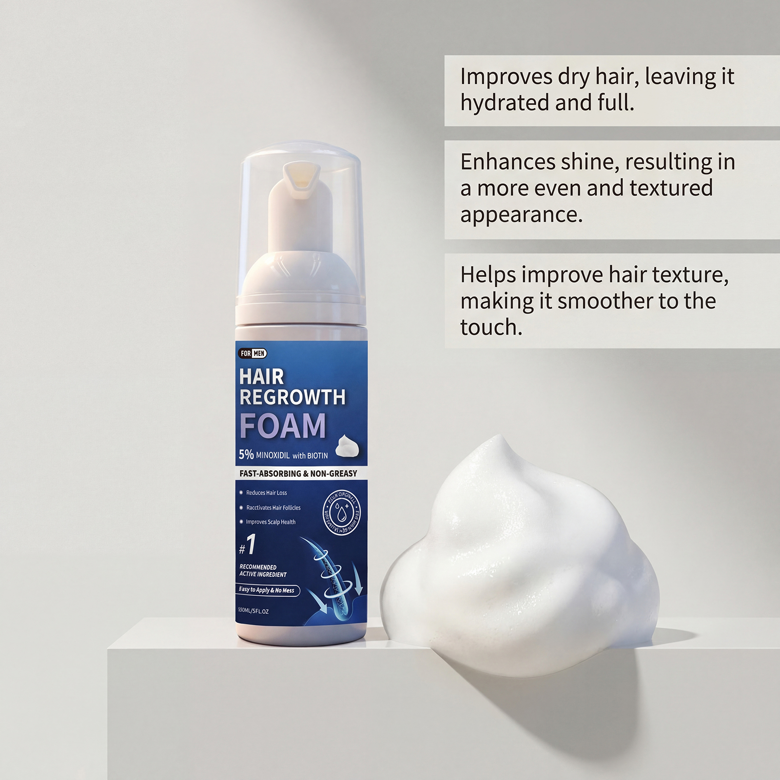 Men Hair Styling Mousse Gentle Cleansing Oil Control Fluffy Shaping Glossy Hair Care For Daily Use