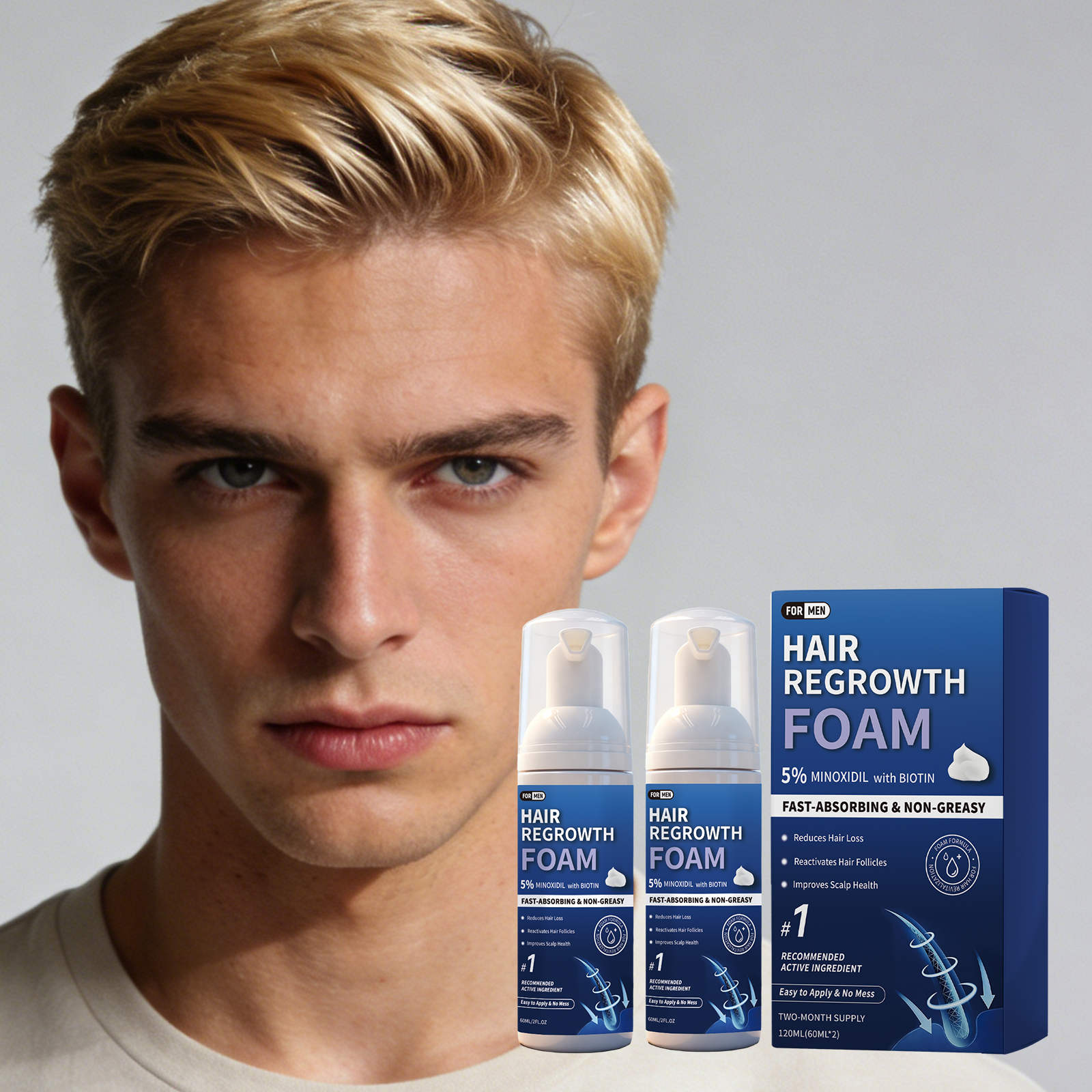 Men Hair Styling Mousse Gentle Cleansing Oil Control Fluffy Shaping Glossy Hair Care For Daily Use