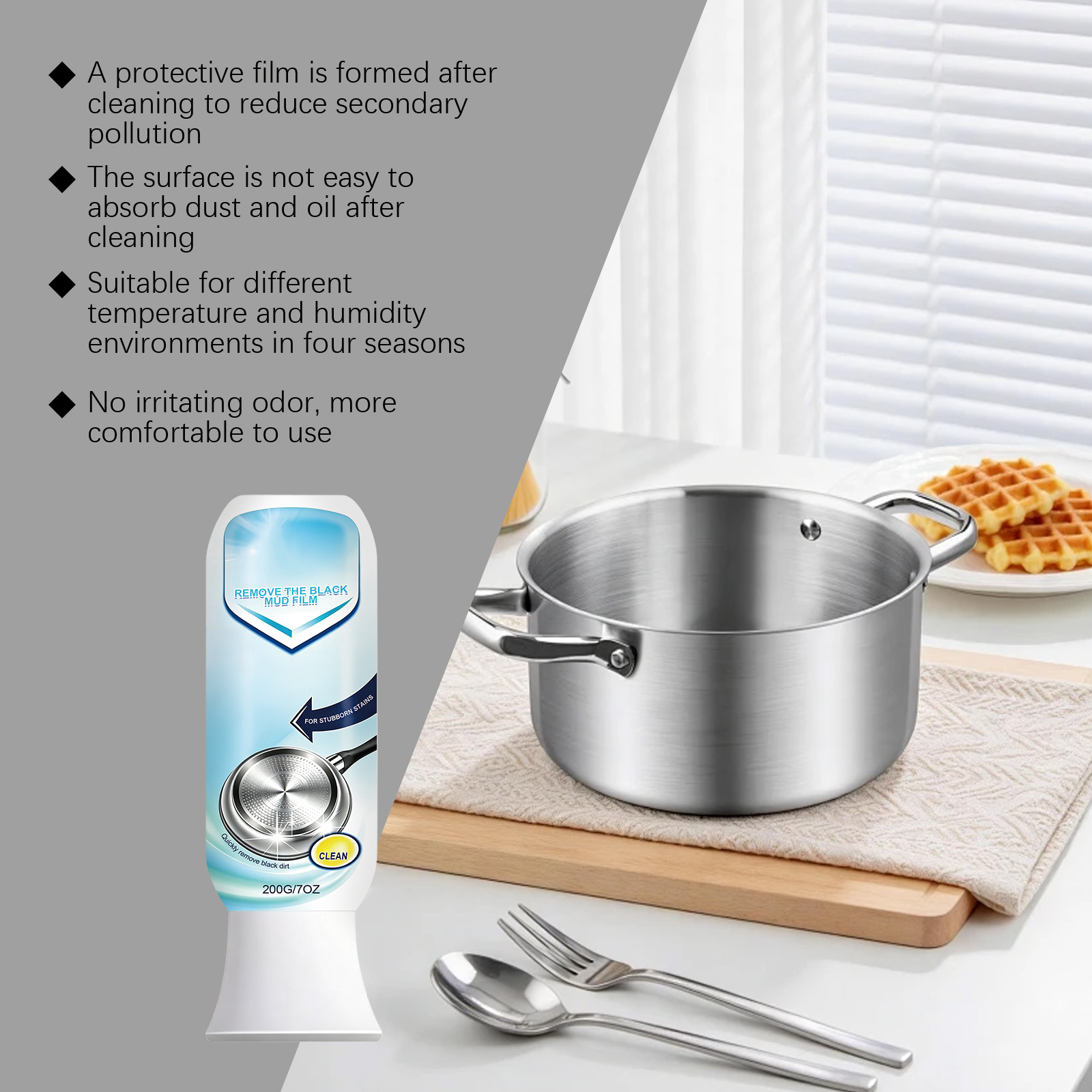 Cookware Cleaner Powerful Stain Remover Brightening Tool For All Pots Tough Burnt Grime Dirt